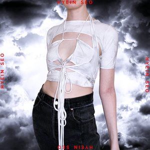 Hyein Seo White and Ash Macrame Top